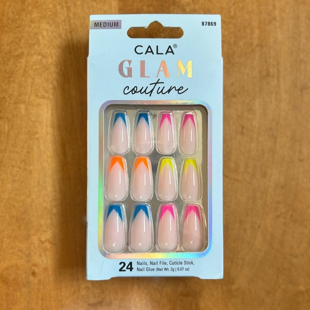 Cala Glam Couture “Multicolor" Coffin Shape Press On Nails New In Box Medium‎
